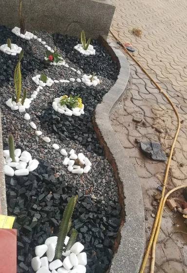 Decorative stone garden bed