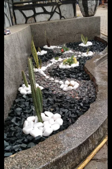 Decorative stone garden bed