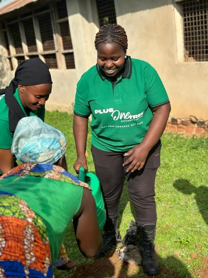 Community tree planting with children