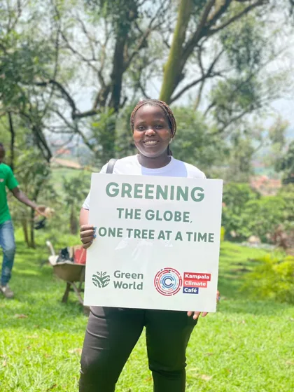 Greening the globe campaign sign