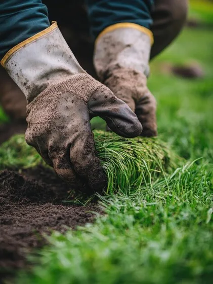 Laying grass turf